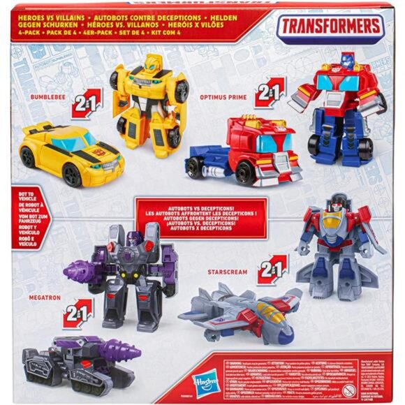 Transformers Toys Heroes vs Villains 4-Pack, Autobot and Decepticon 4.5-Inch - Picture 4 of 6